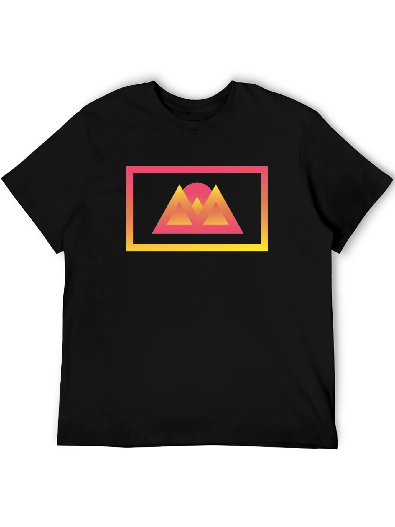 Retro Sunset Mountains Graphic Tee - Black
