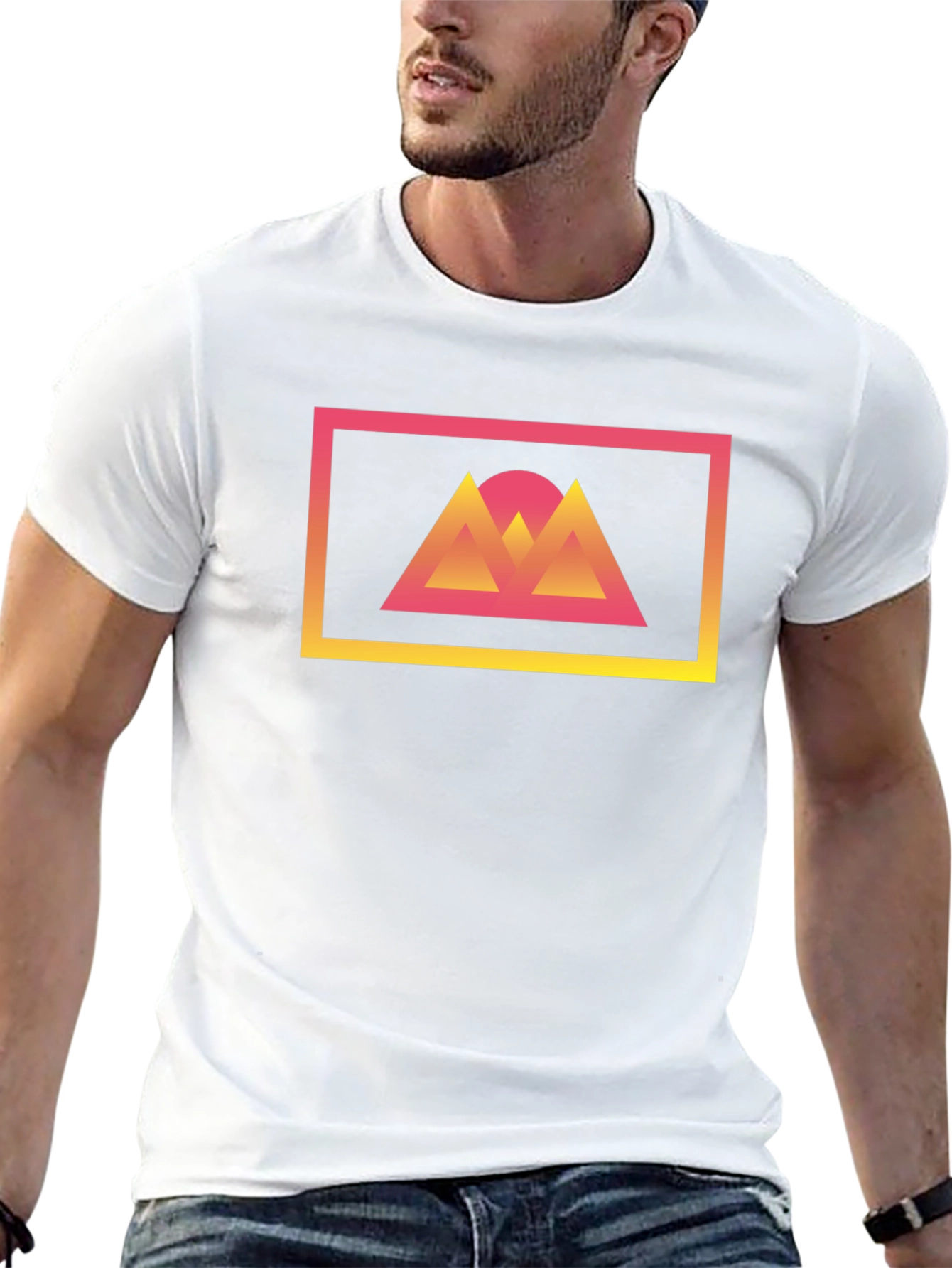 Retro Sunset Mountains Graphic Tee - Black