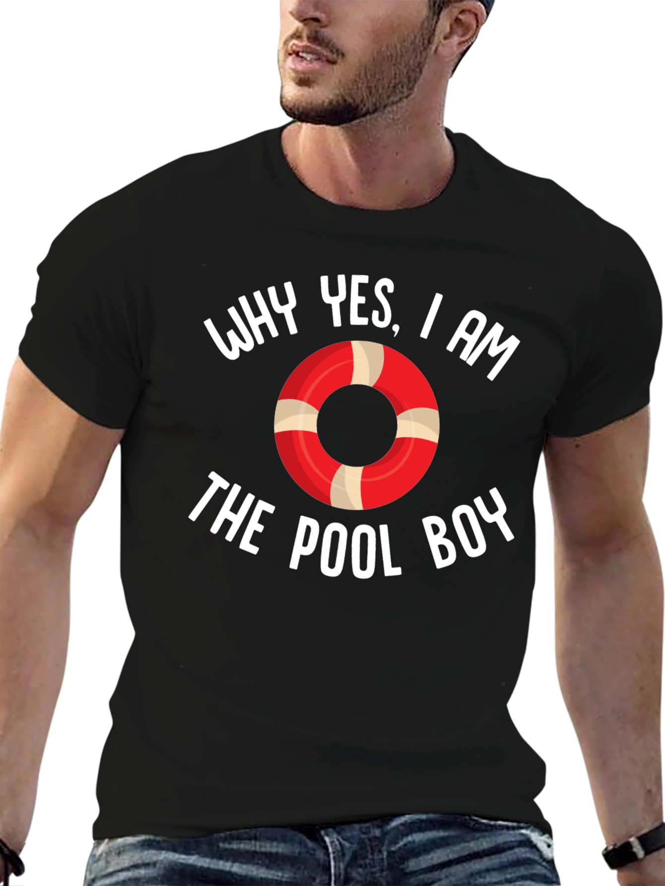 Pool Boy Graphic T-Shirt - Black Cotton Blend Tee