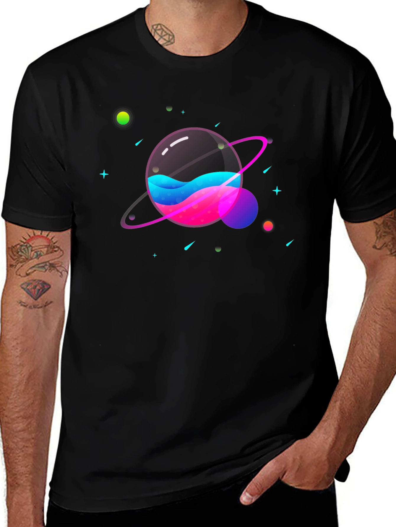 Galaxy Planet Graphic Print Tee