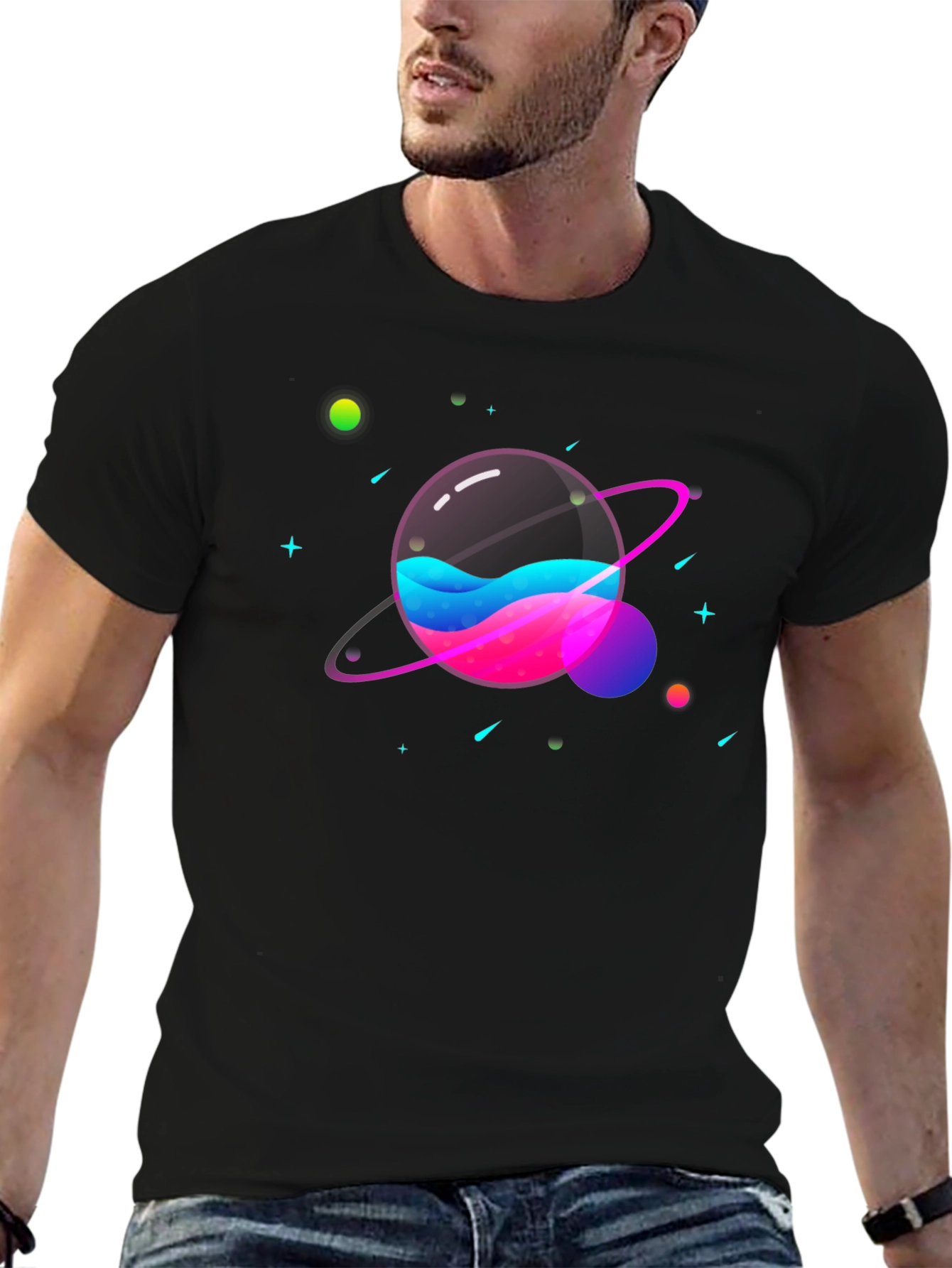 Galaxy Planet Graphic Print Tee