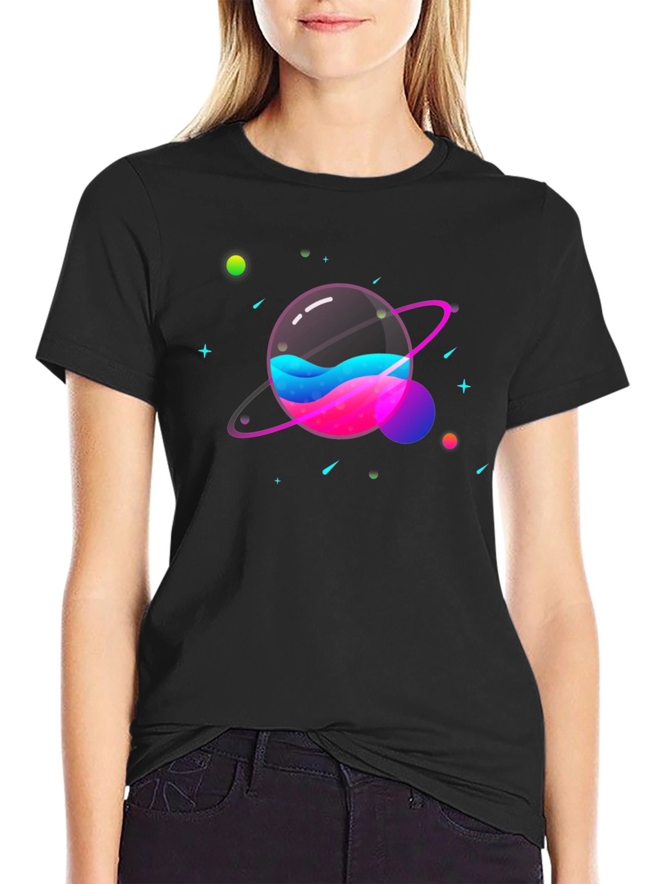 Galaxy Planet Graphic Print Tee