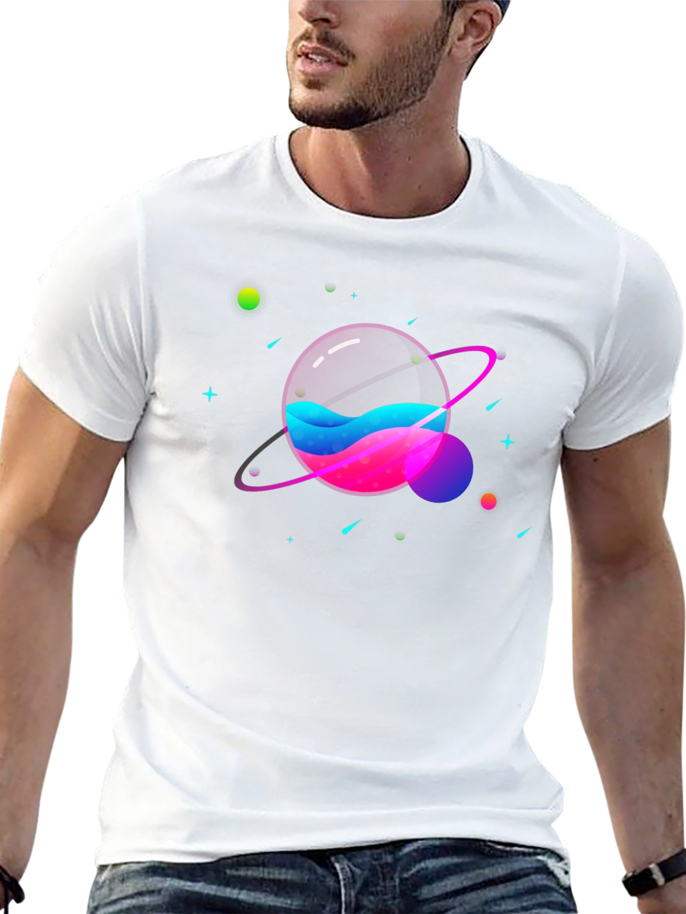 Galaxy Planet Graphic Print Tee
