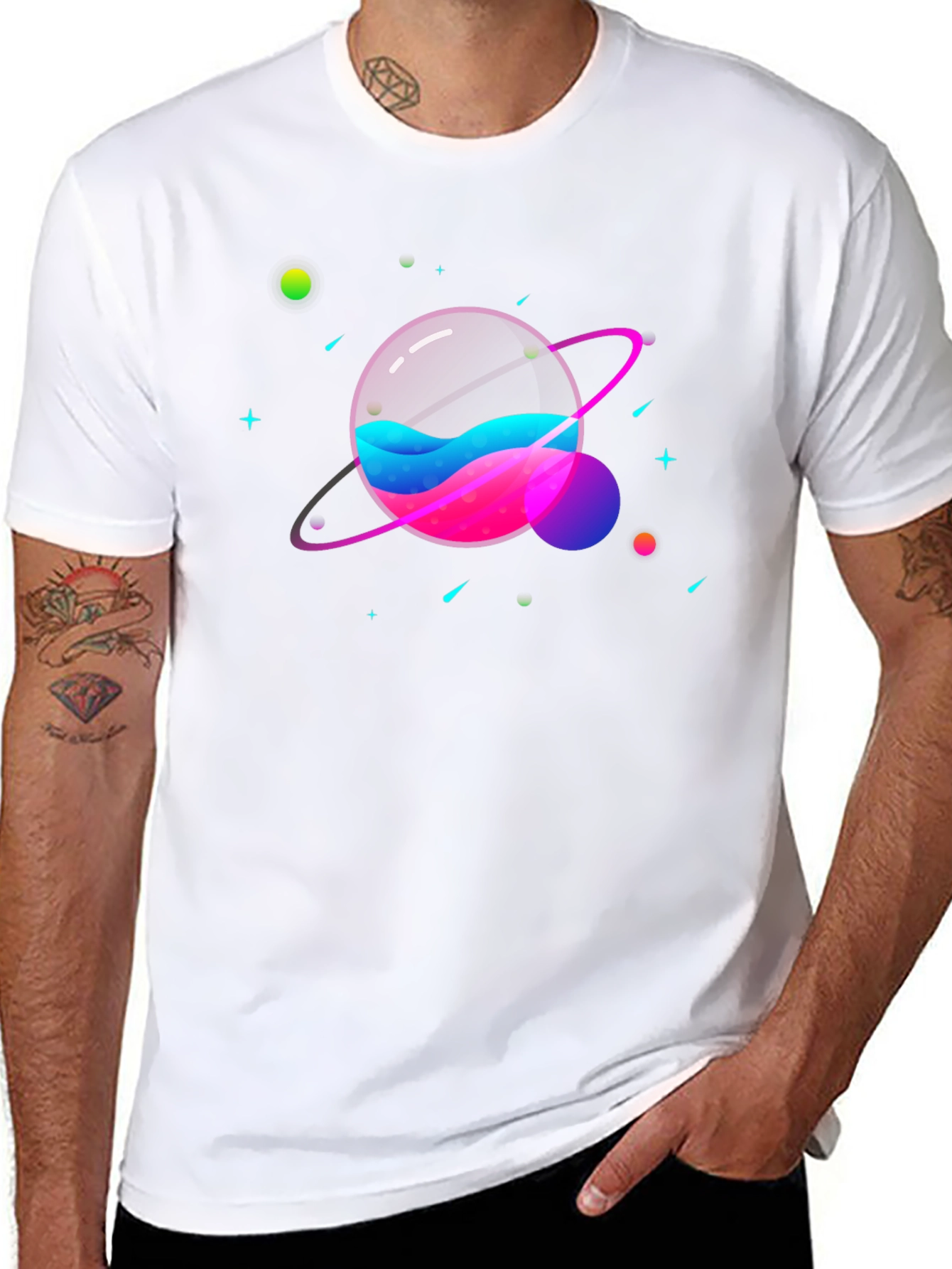Galaxy Planet Graphic Print Tee