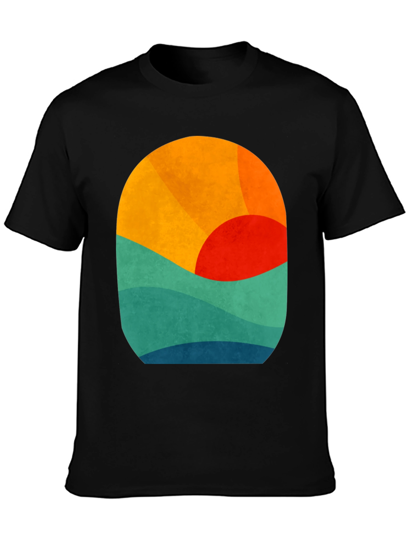 Abstract Sunset Graphic Tee - Retro Wave Design