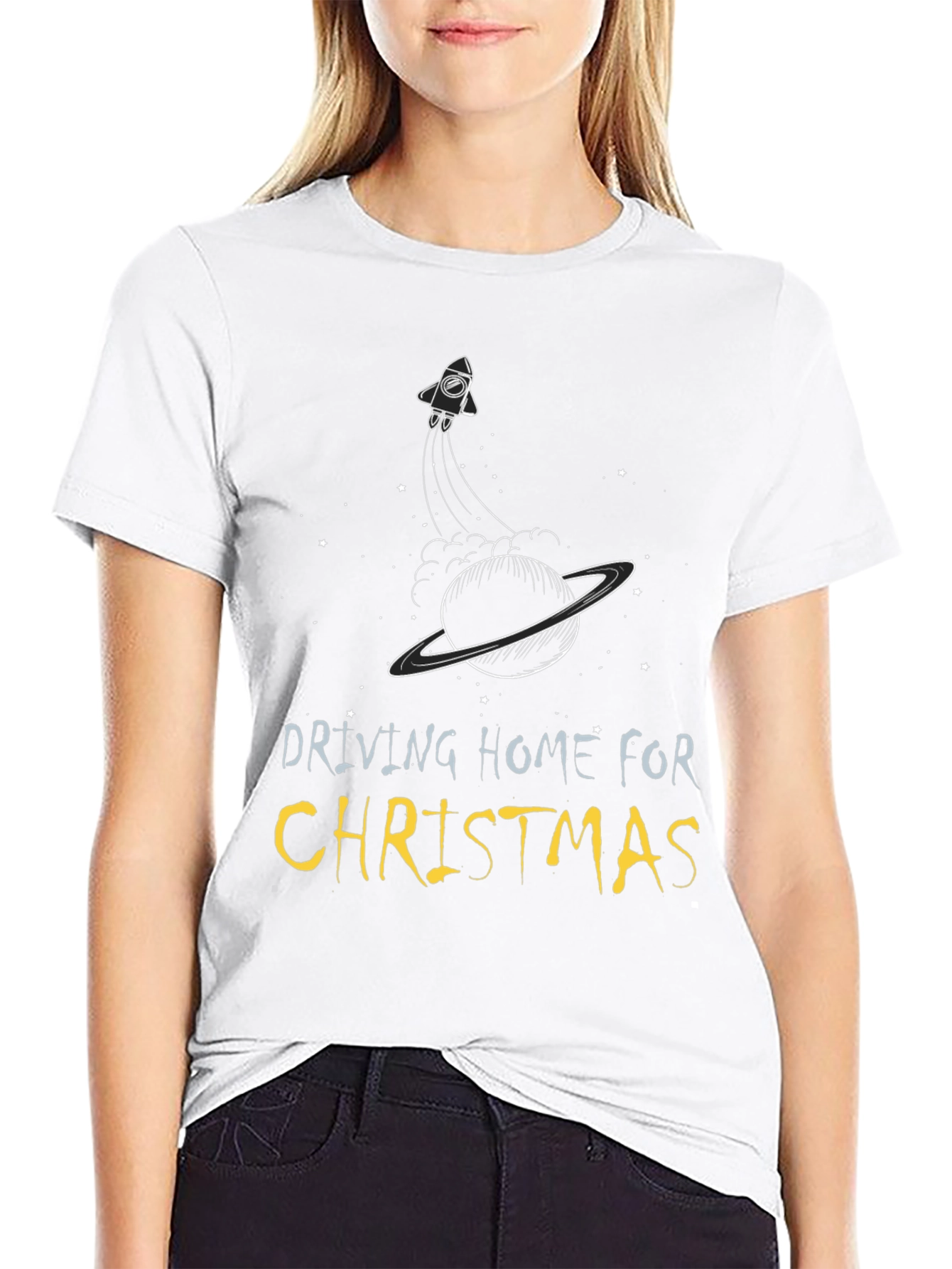 Driving Home For Christmas Black T-Shirt