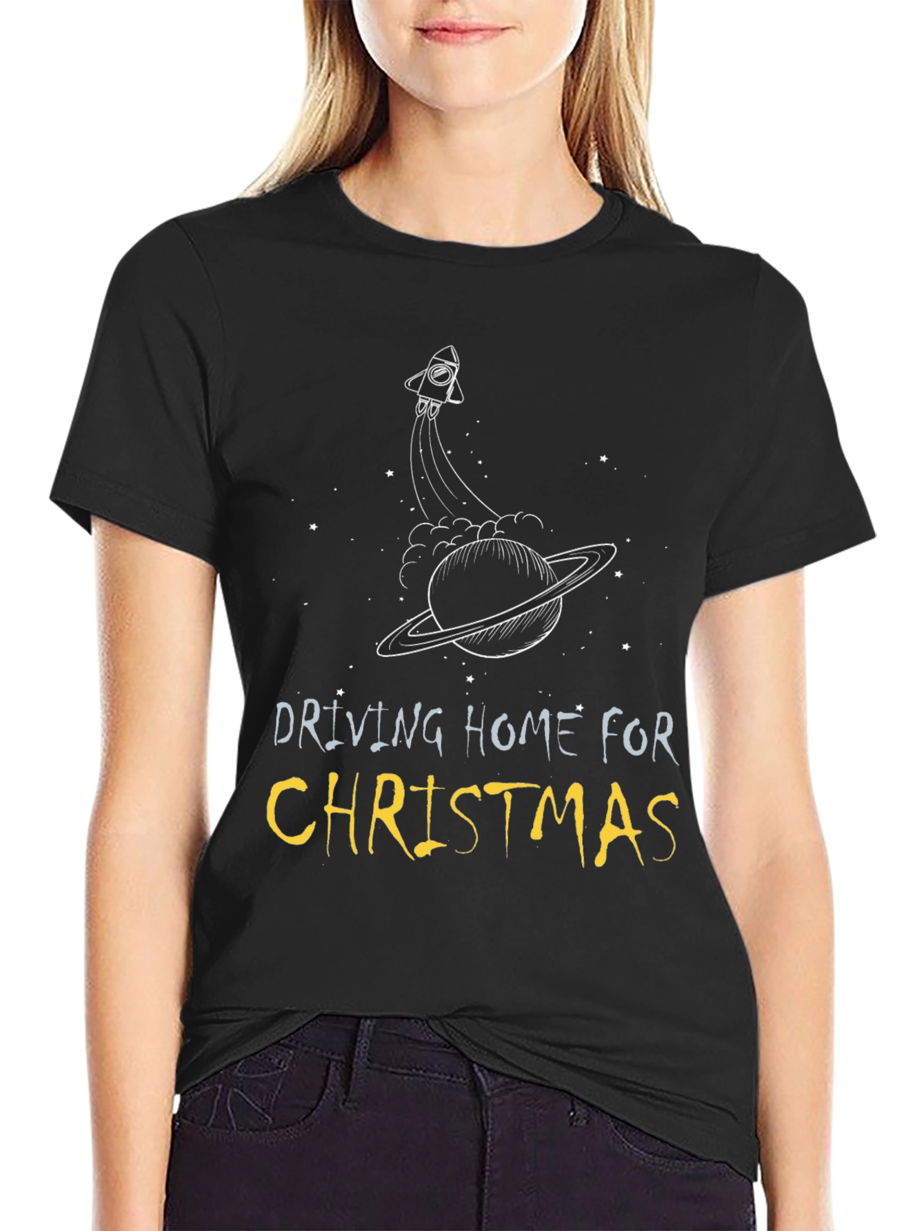 Driving Home For Christmas Black T-Shirt
