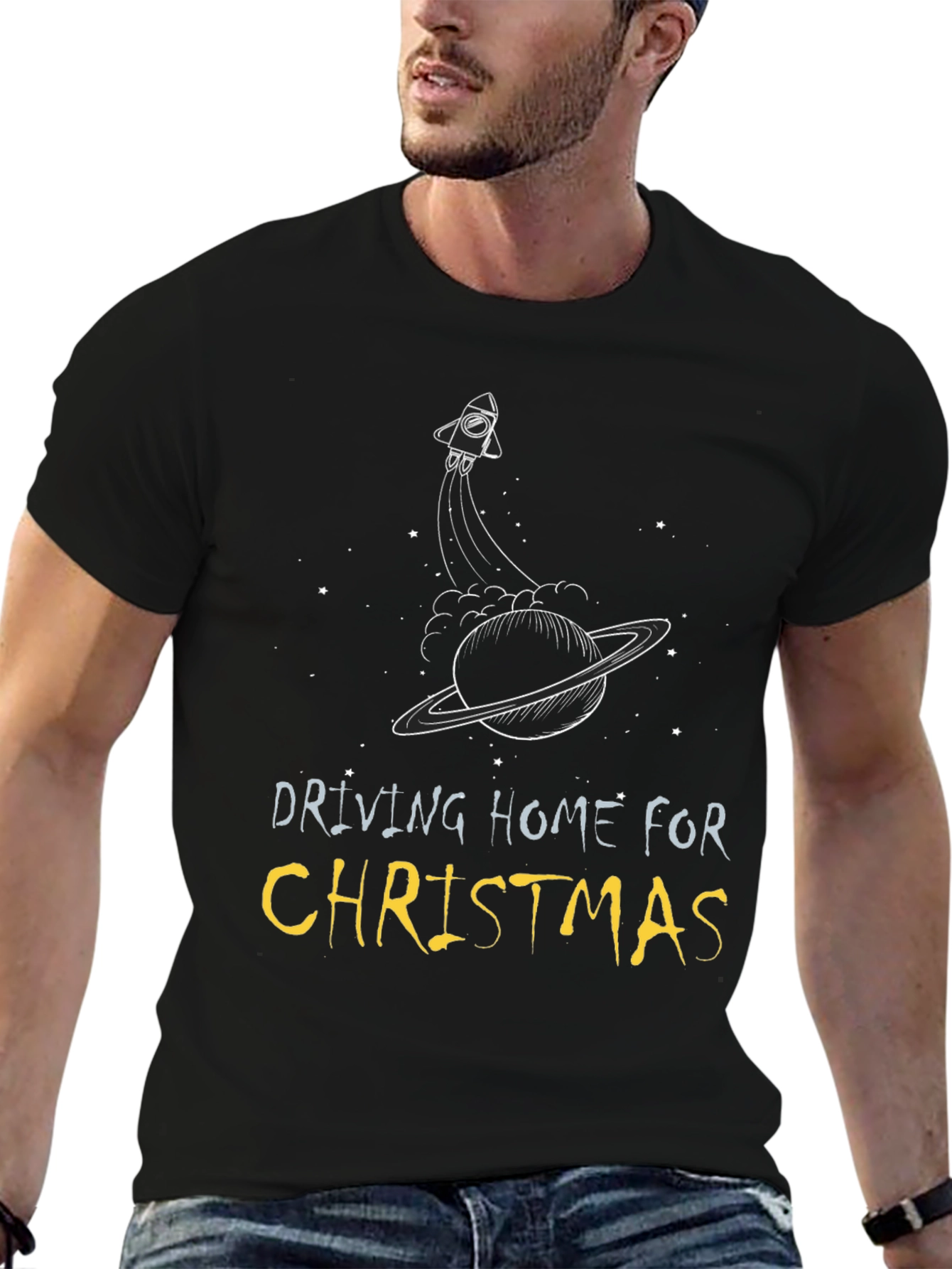 Driving Home For Christmas Black T-Shirt