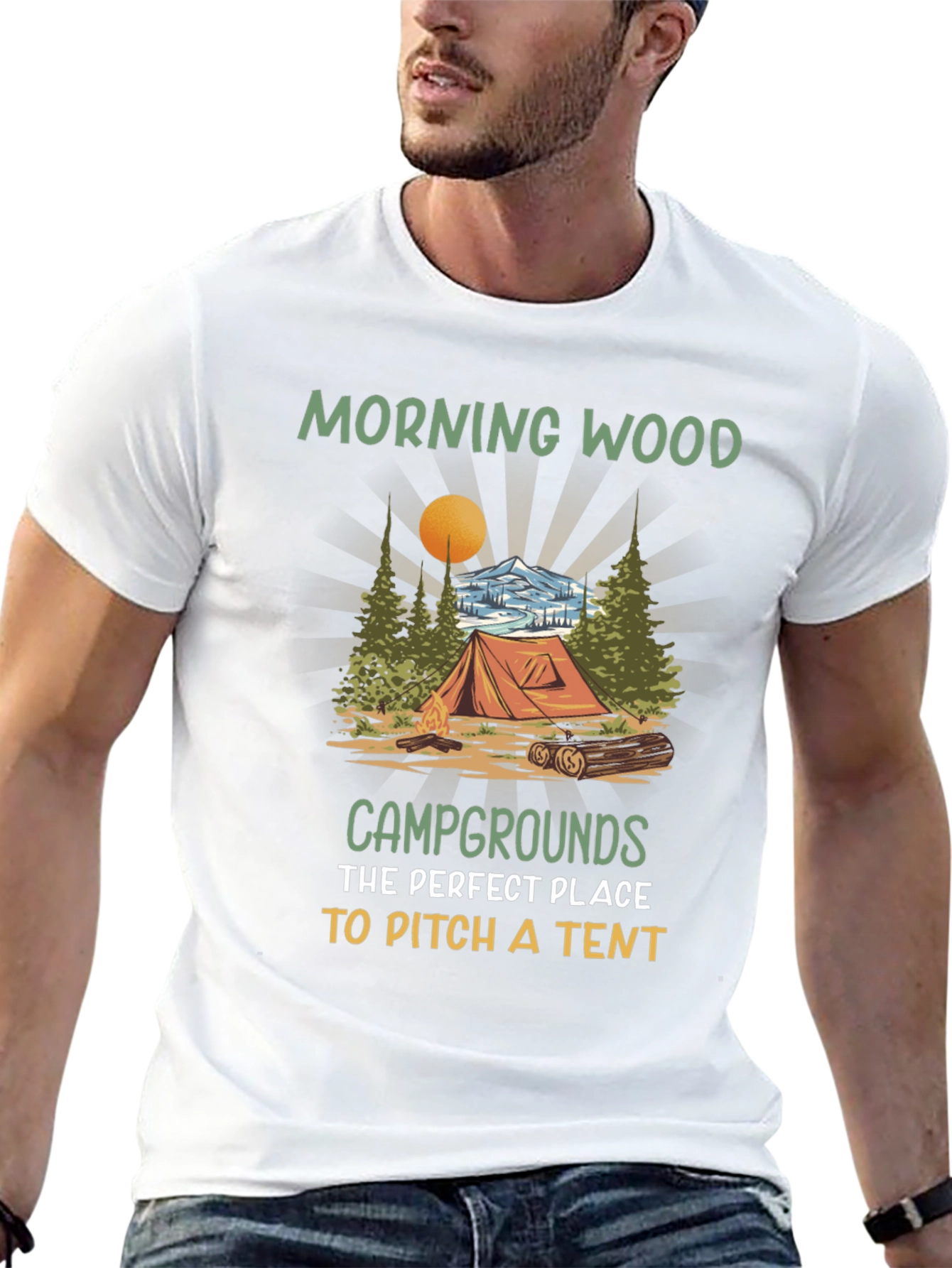 Morning Wood Camping T-Shirt: Pitch a Tent!