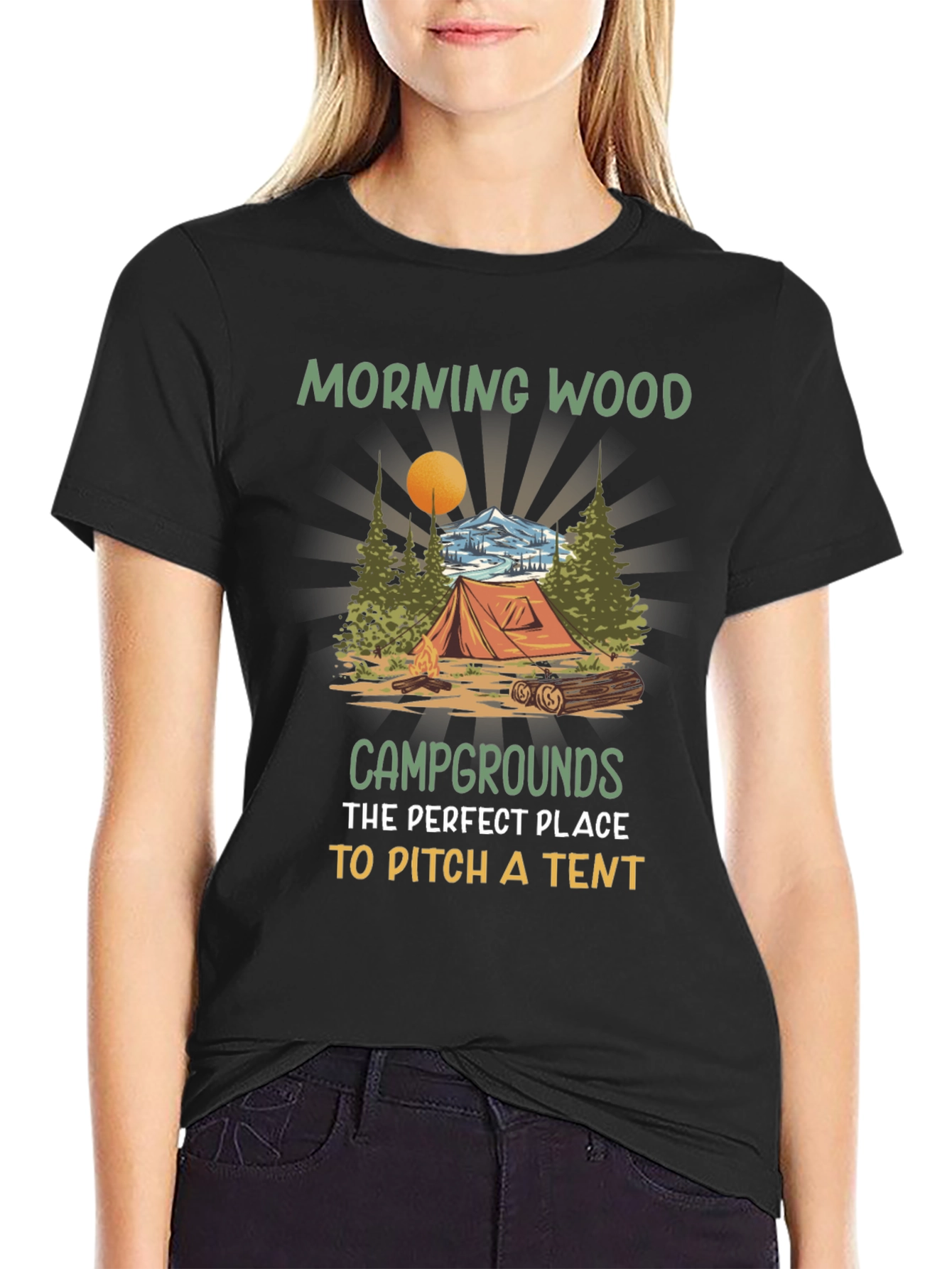 Morning Wood Camping T-Shirt: Pitch a Tent!