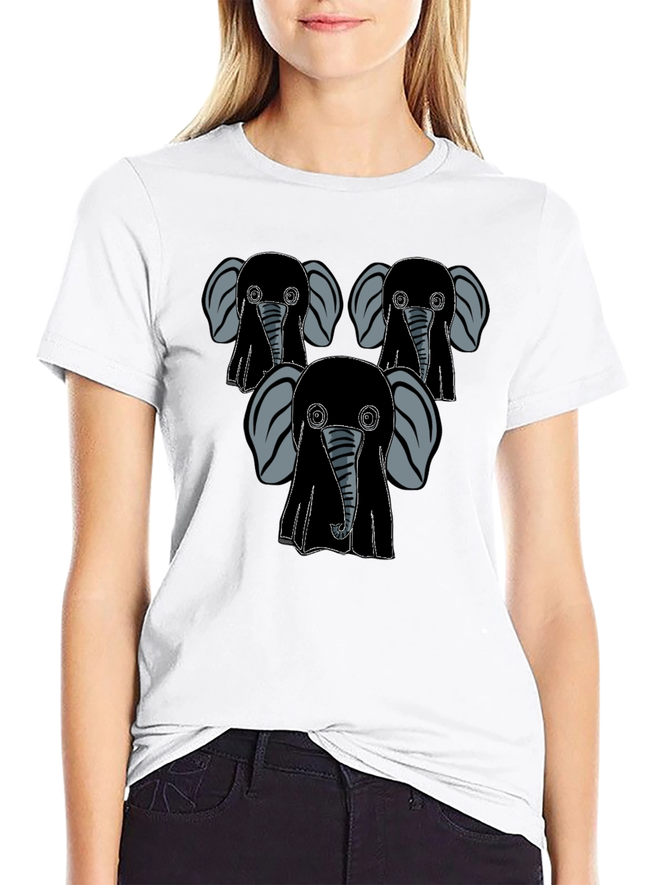 Elephant Graphic Print Mens Black T-Shirt