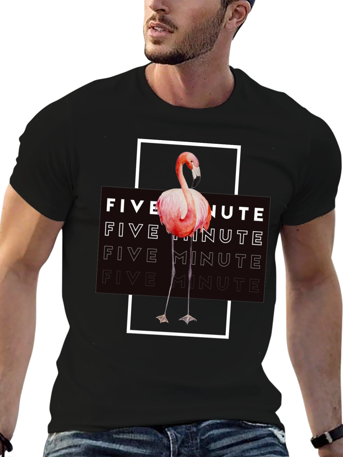 Five Minute Flamingo Graphic Tee - Trendy Black T-Shirt