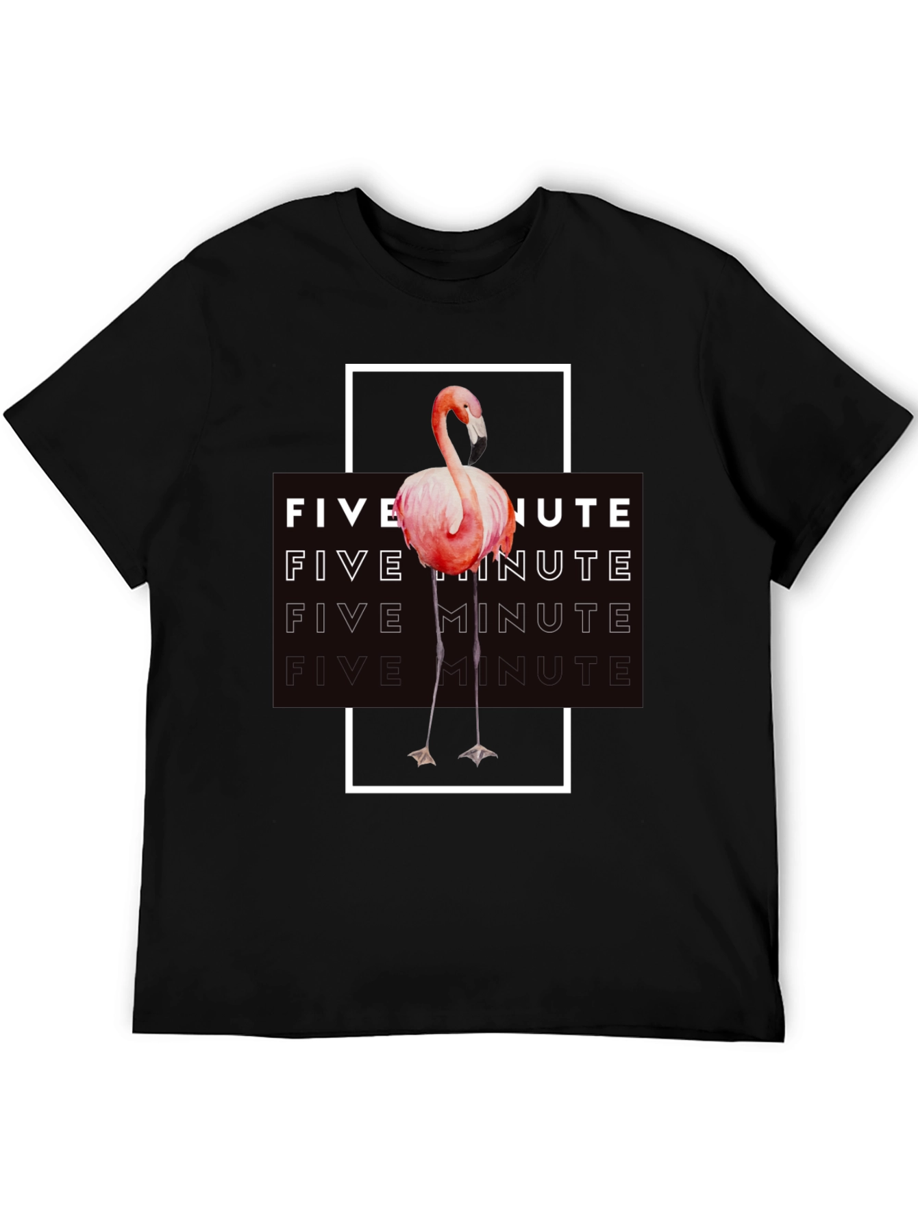 Five Minute Flamingo Graphic Tee - Trendy Black T-Shirt