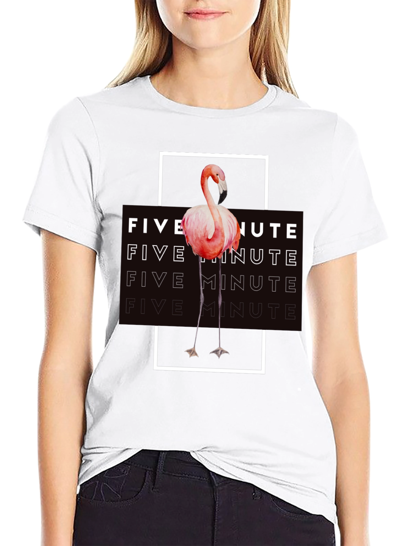 Five Minute Flamingo Graphic Tee - Trendy Black T-Shirt