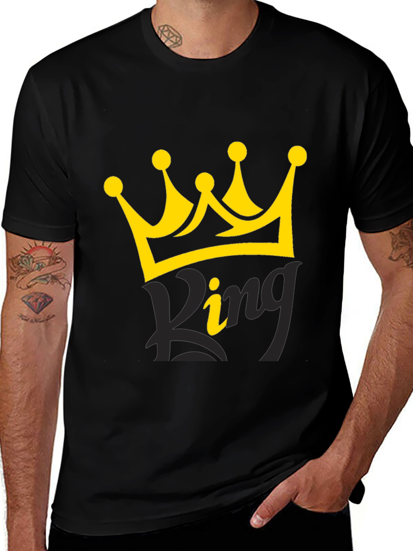 King Crown Graphic Black T-Shirt for Men
