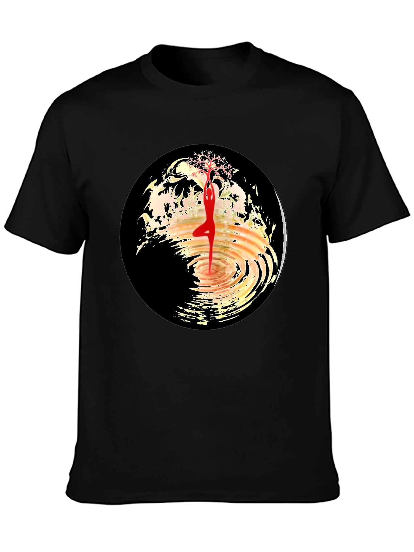 Yoga Tree Pose Graphic Tee - Black