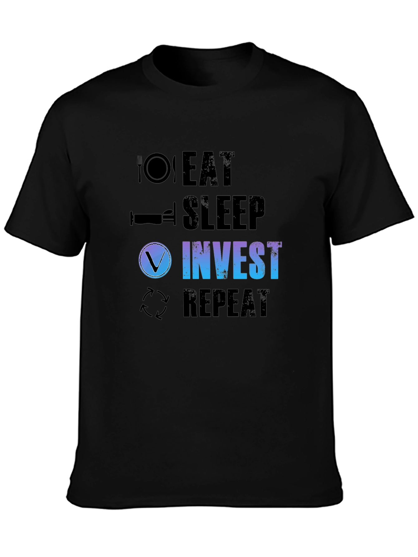 Eat Sleep Invest Repeat Black T-Shirt