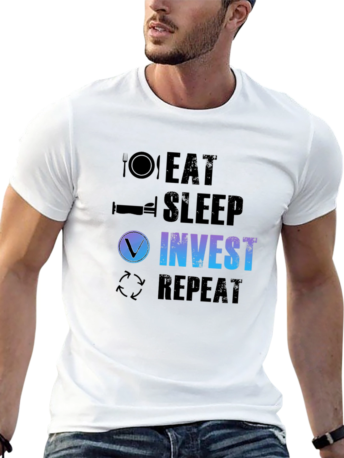 Eat Sleep Invest Repeat Black T-Shirt