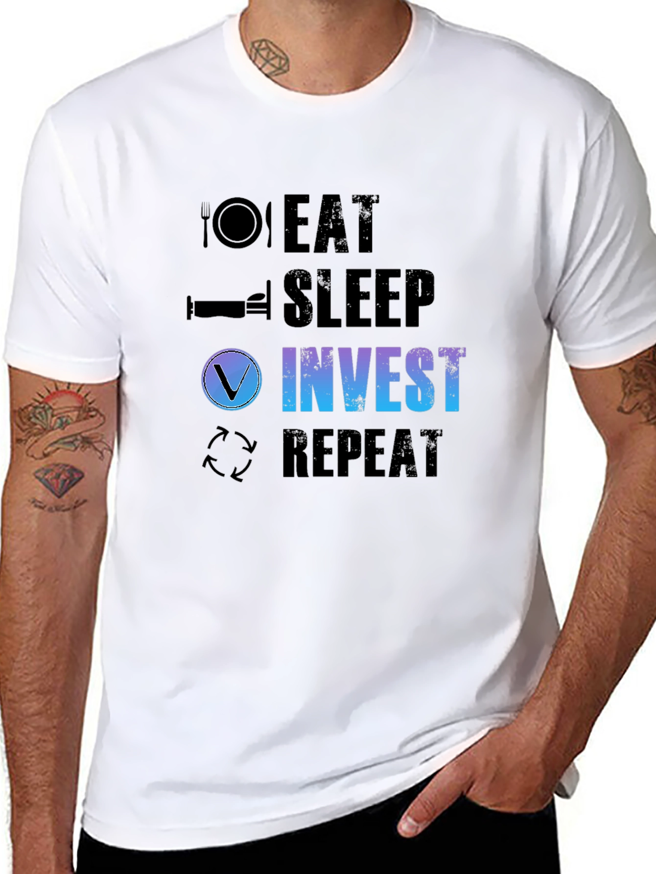 Eat Sleep Invest Repeat Black T-Shirt