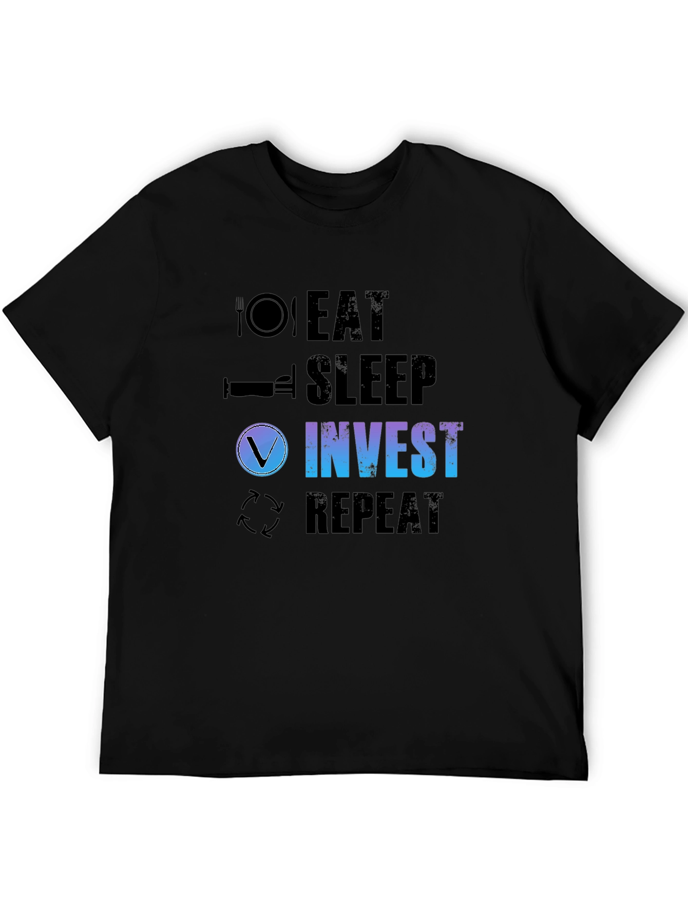 Eat Sleep Invest Repeat Black T-Shirt
