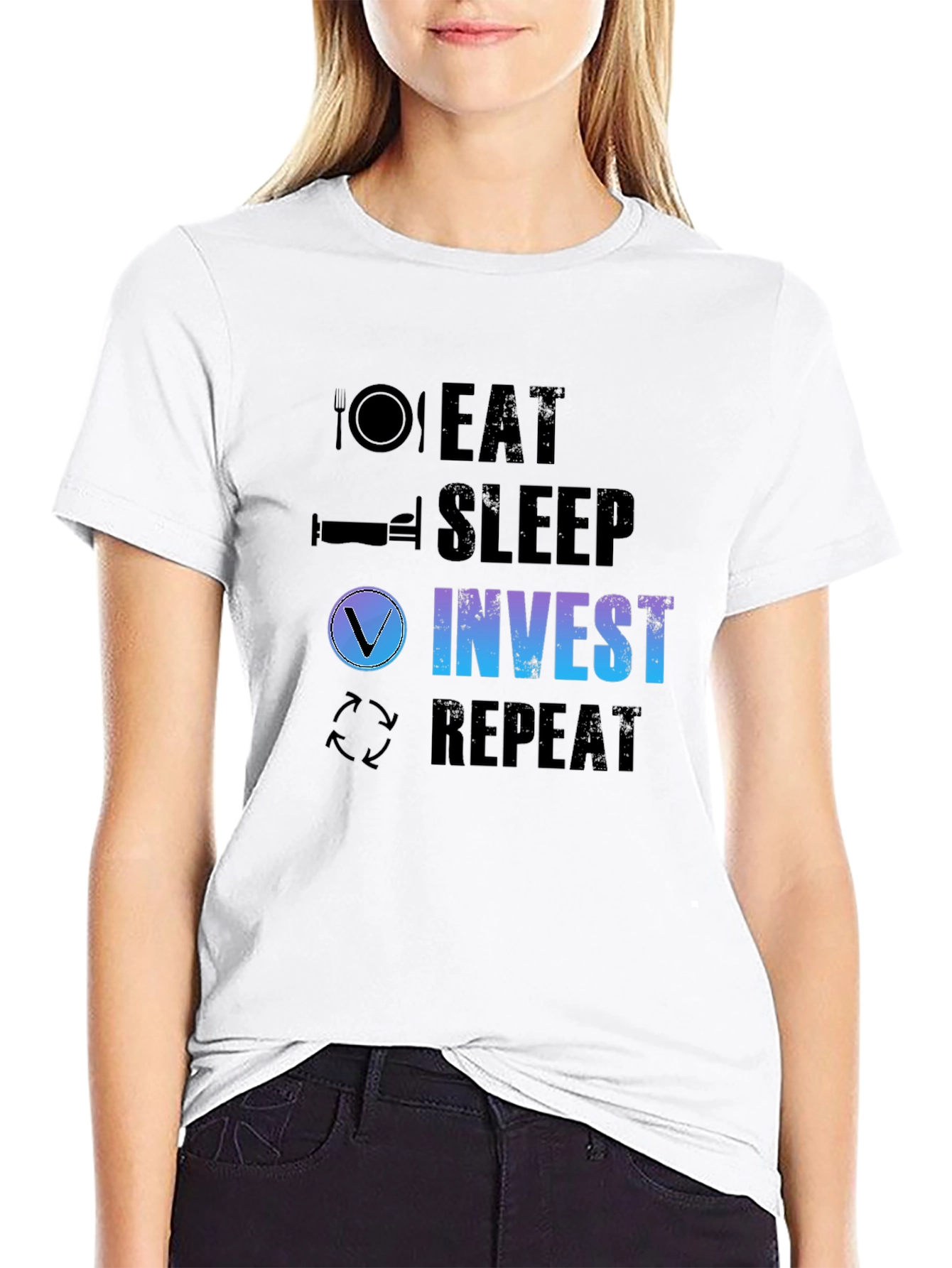 Eat Sleep Invest Repeat Black T-Shirt