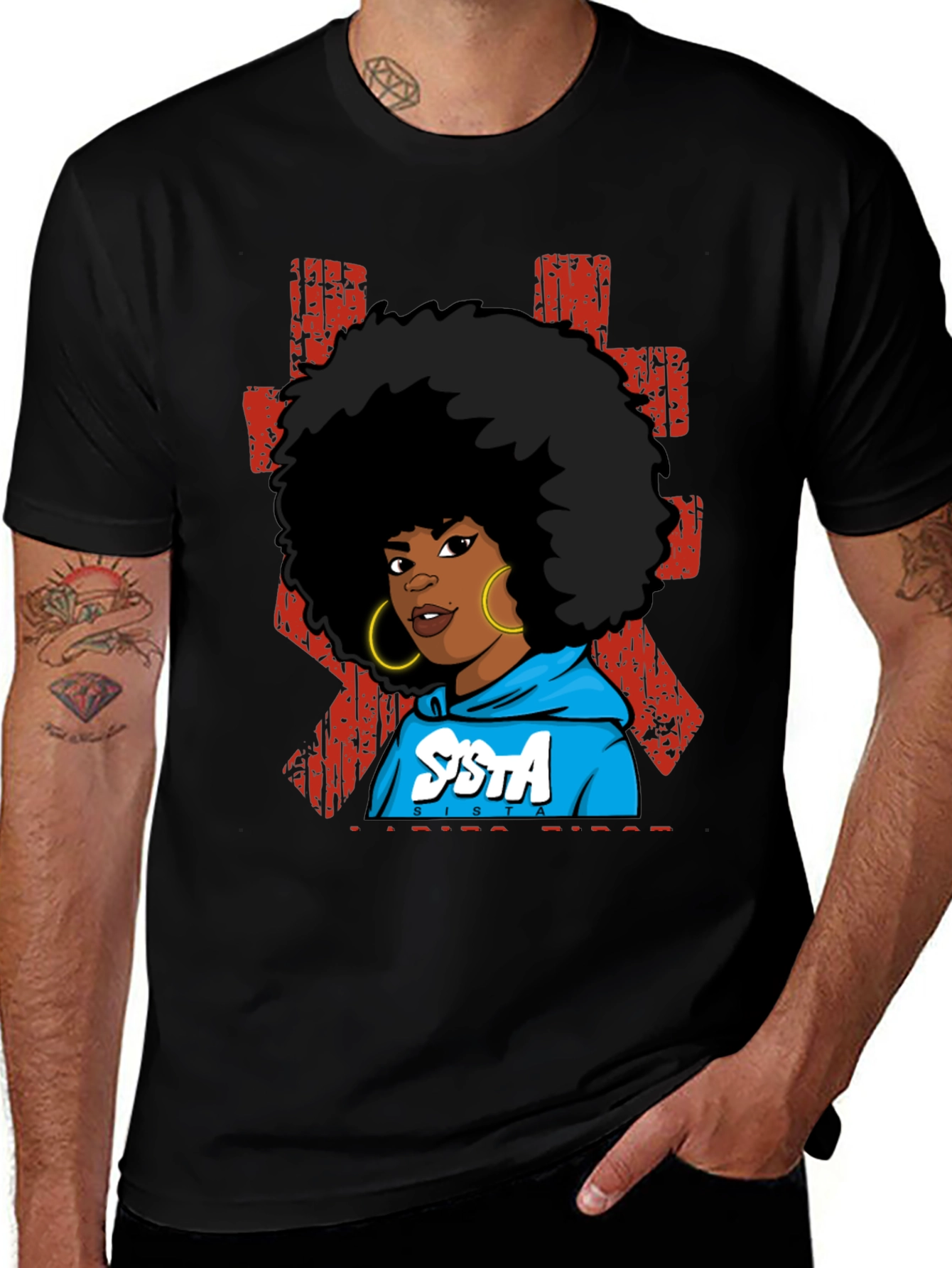 SISTA Graphic T-Shirt - Afro Pride Black Tee