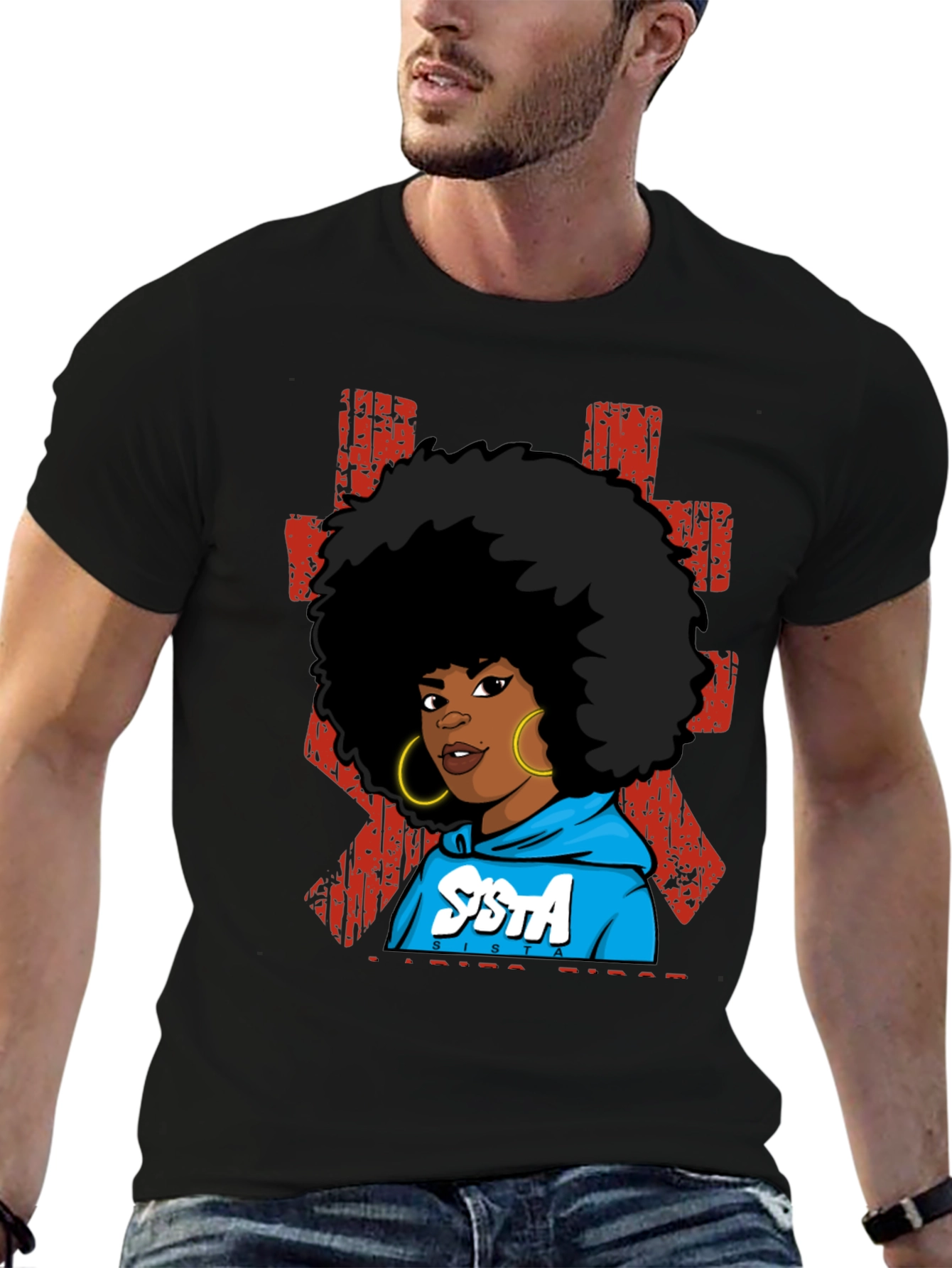 SISTA Graphic T-Shirt - Afro Pride Black Tee