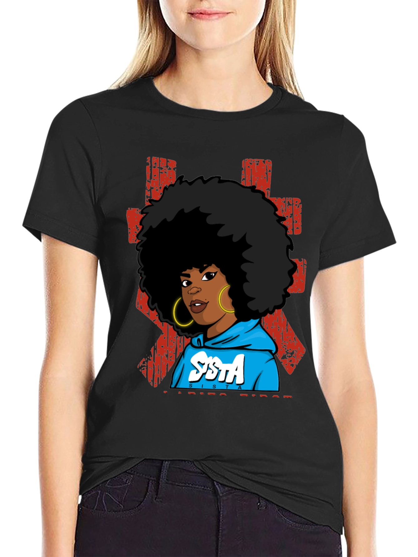 SISTA Graphic T-Shirt - Afro Pride Black Tee