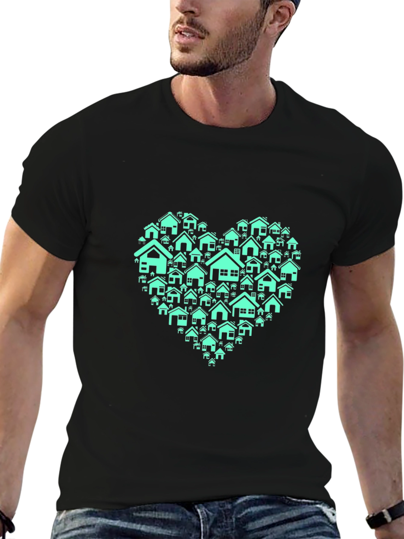 Heart of Homes Graphic T-Shirt - Black
