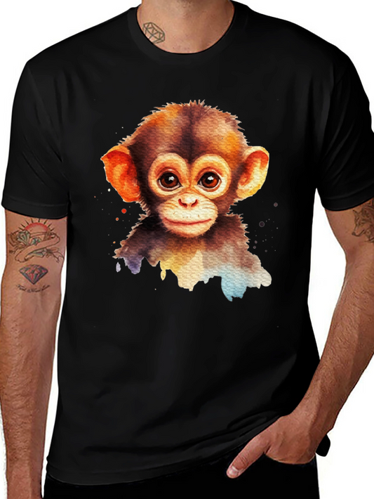 Cute Monkey Watercolor Graphic Tee