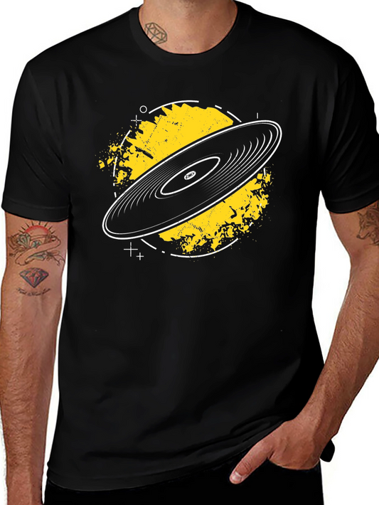 Retro Vinyl Record Graphic Tee - Cool Black T-Shirt