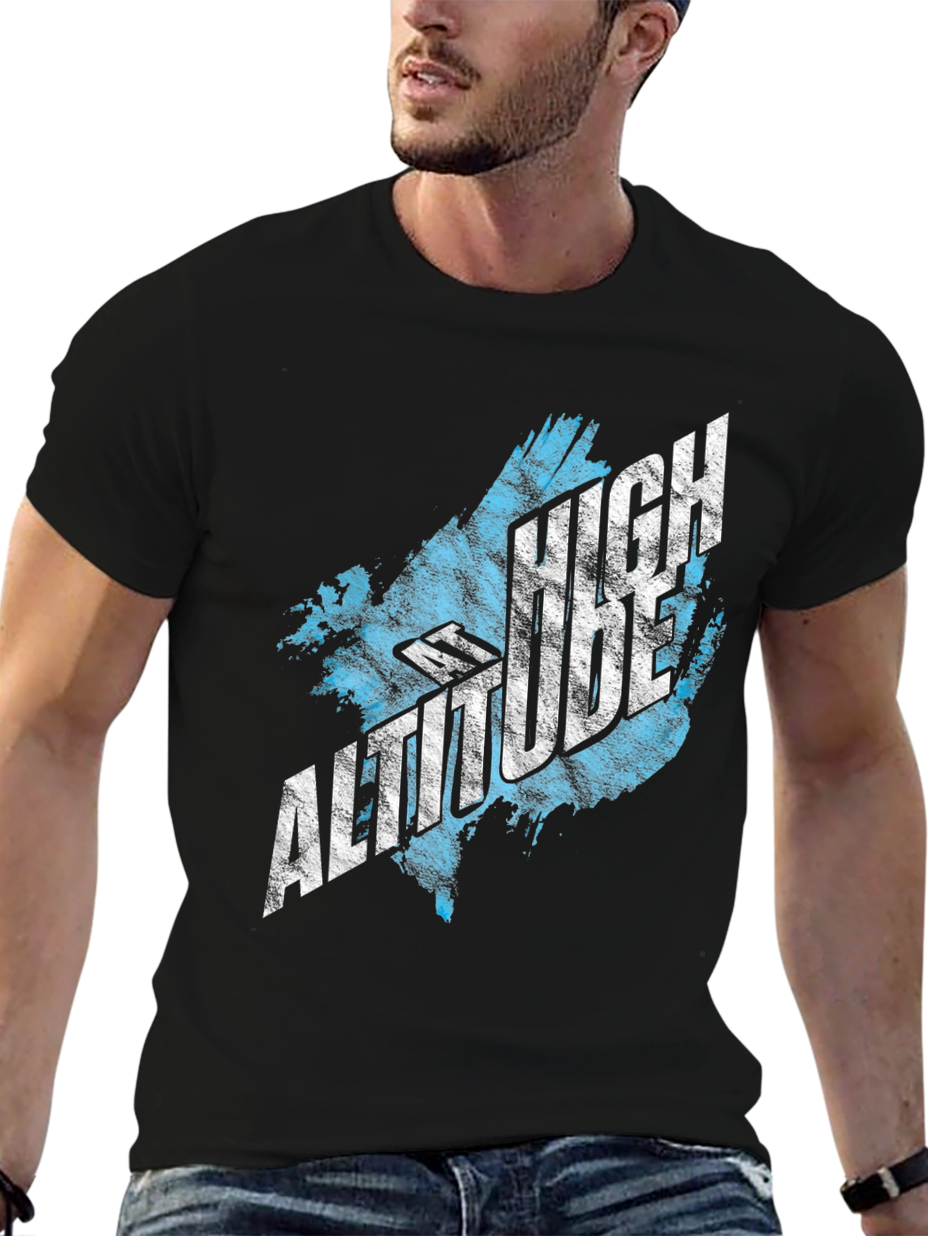 High Altitude Graphic Tee - Black Cotton T-Shirt