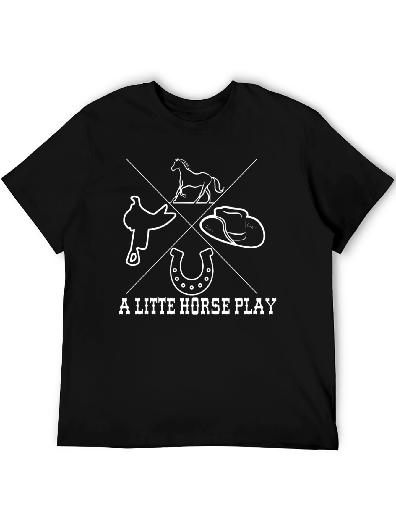 A Little Horse Play Black Graphic Tee