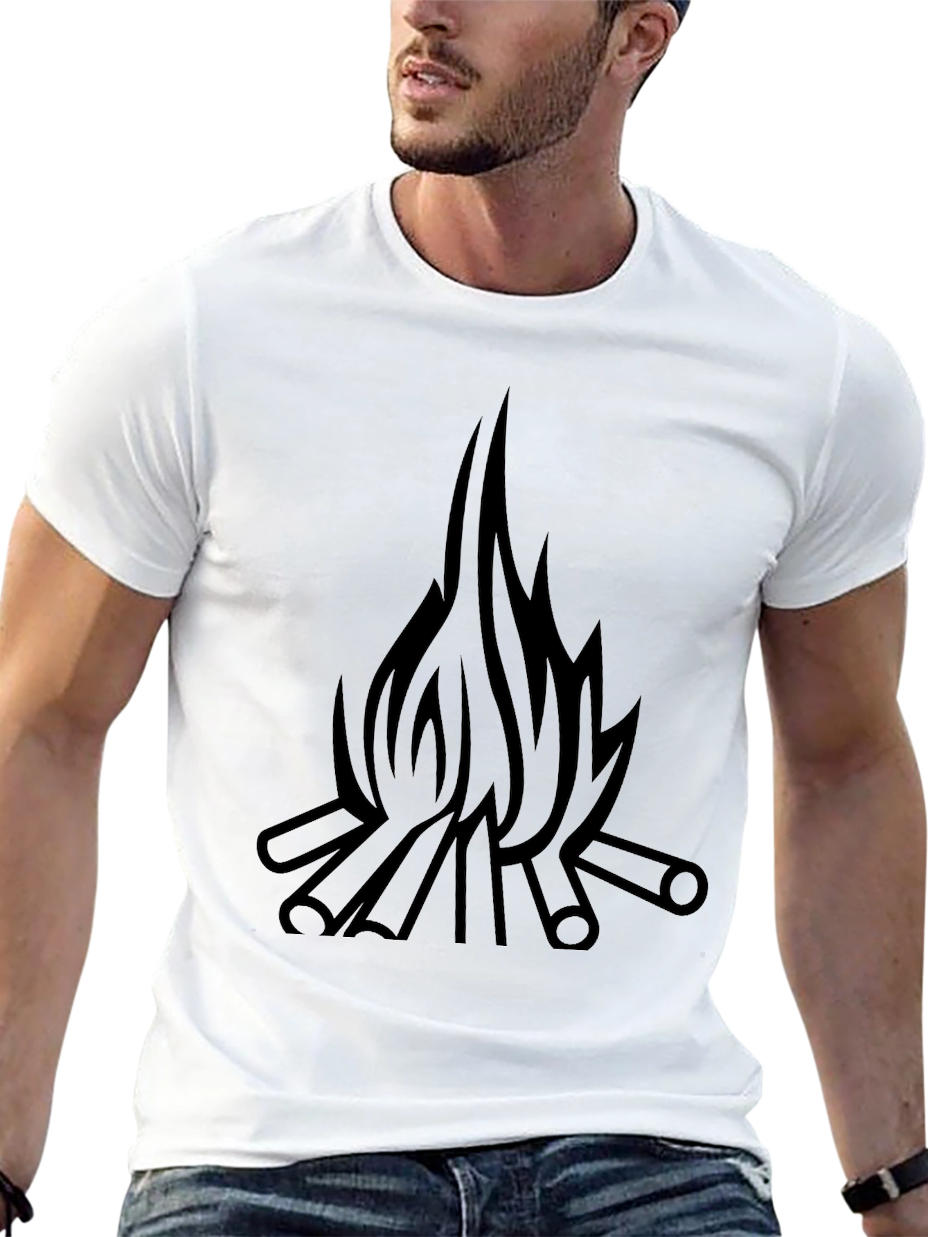 Campfire Graphic T-Shirt - Black Cotton Tee