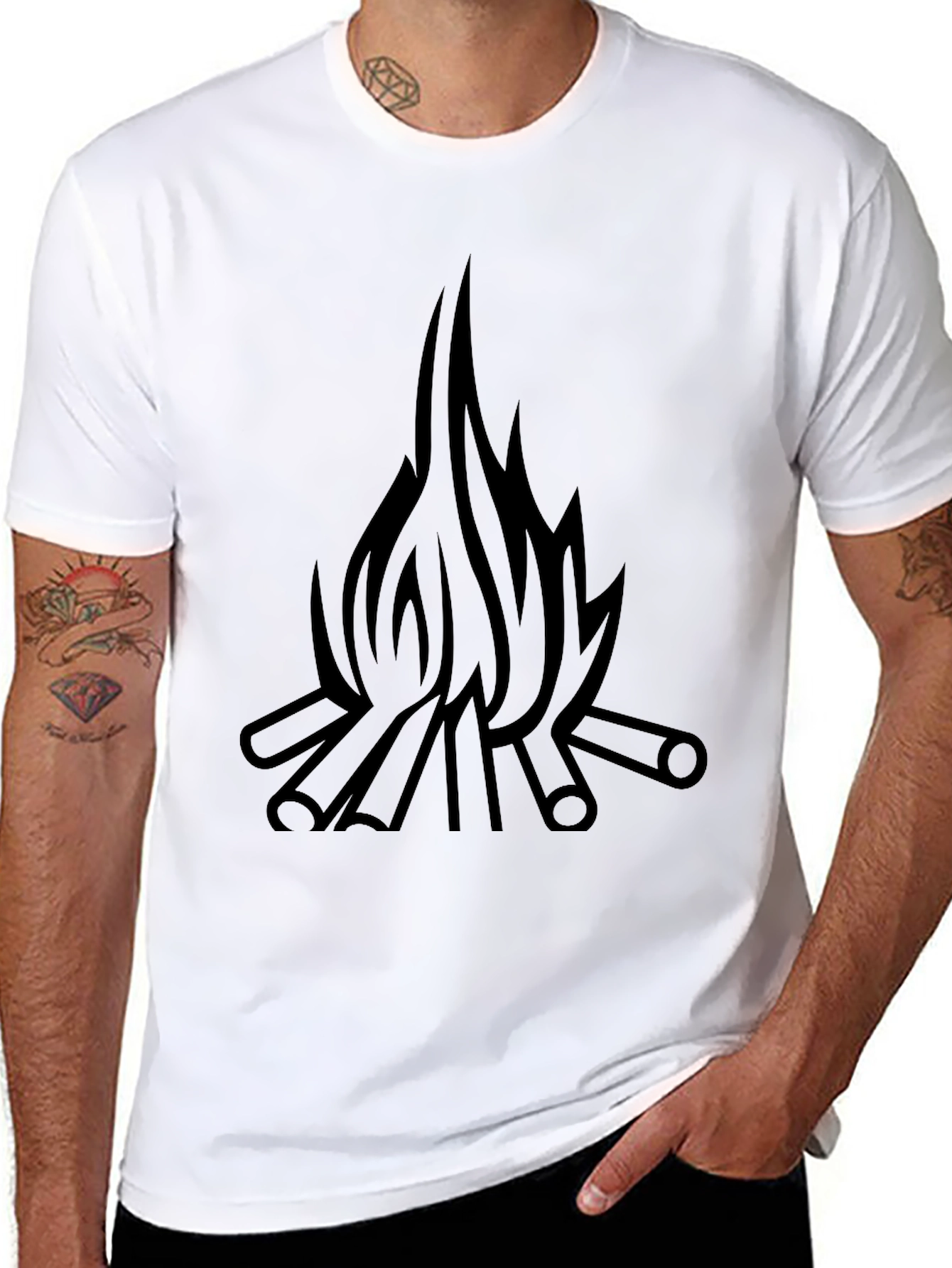 Campfire Graphic T-Shirt - Black Cotton Tee