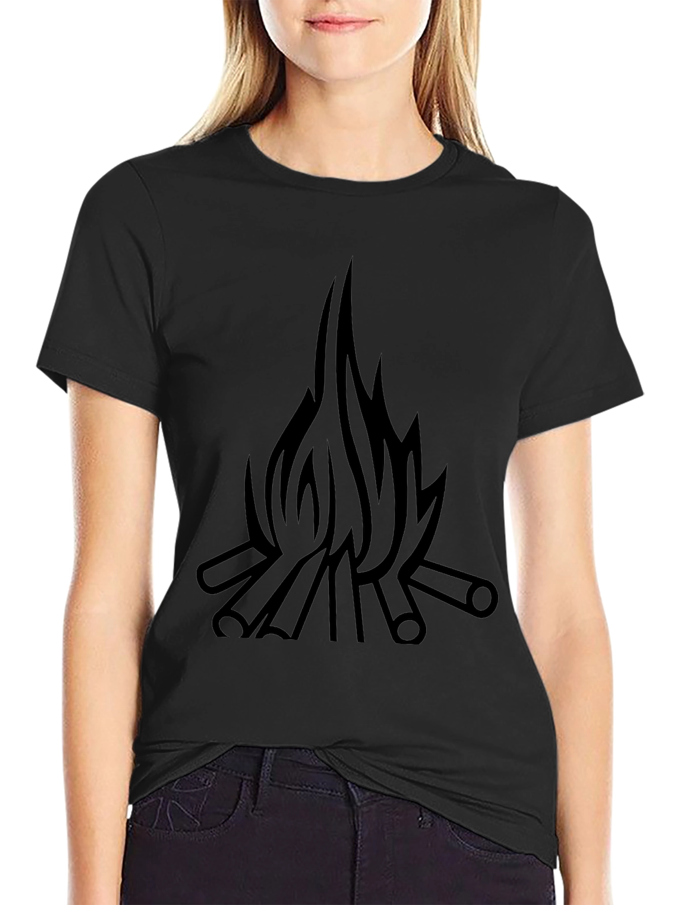 Campfire Graphic T-Shirt - Black Cotton Tee