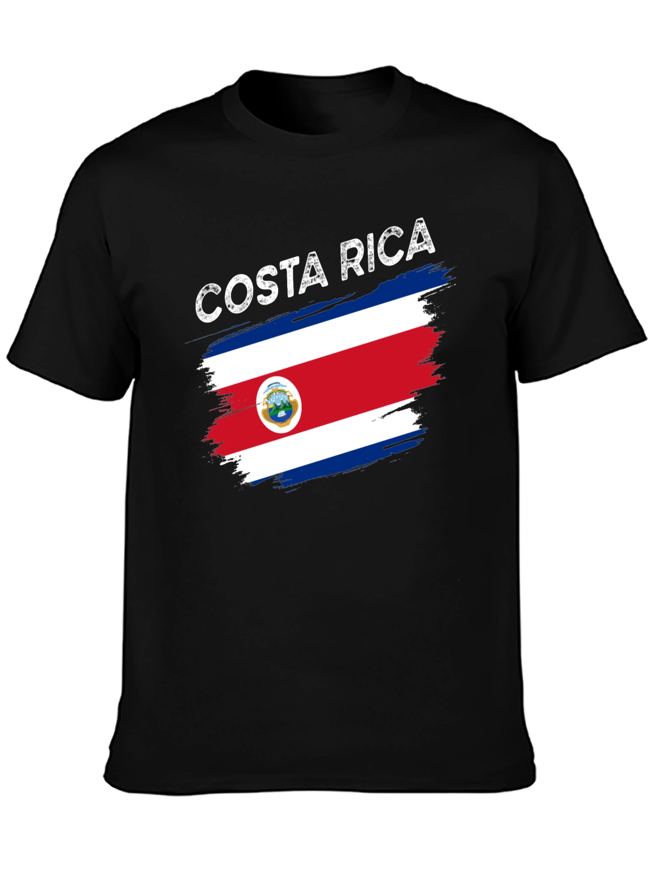 Costa Rica Flag Graphic Tee - Black T-Shirt