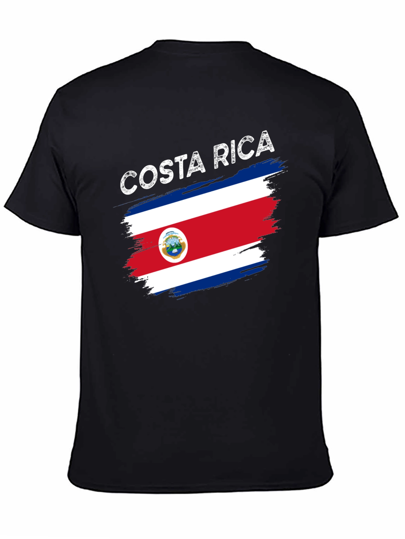 Costa Rica Flag Graphic Tee - Black T-Shirt