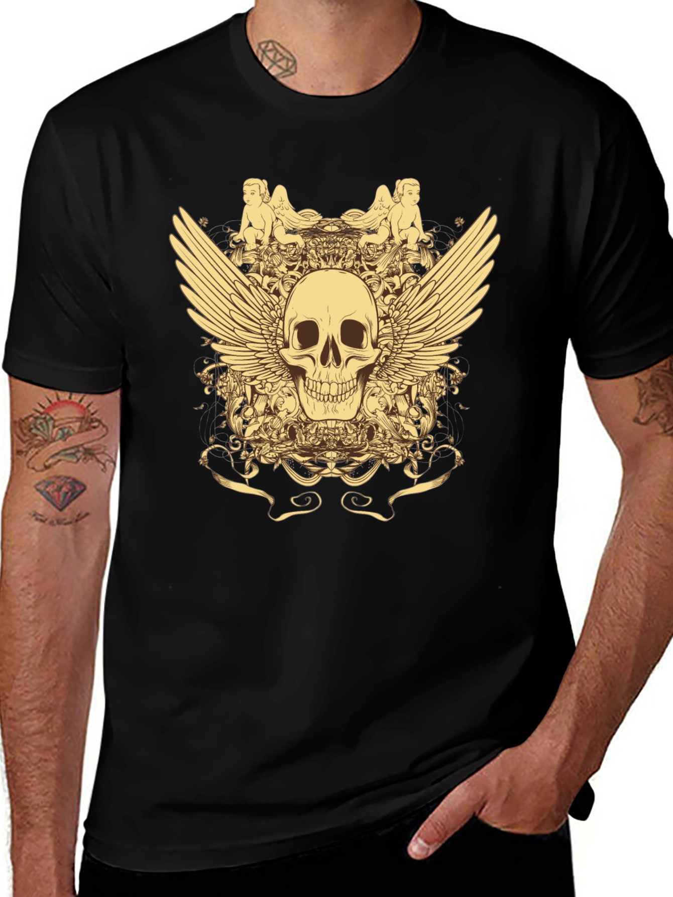 Skull & Wings Graphic T-Shirt - Black
