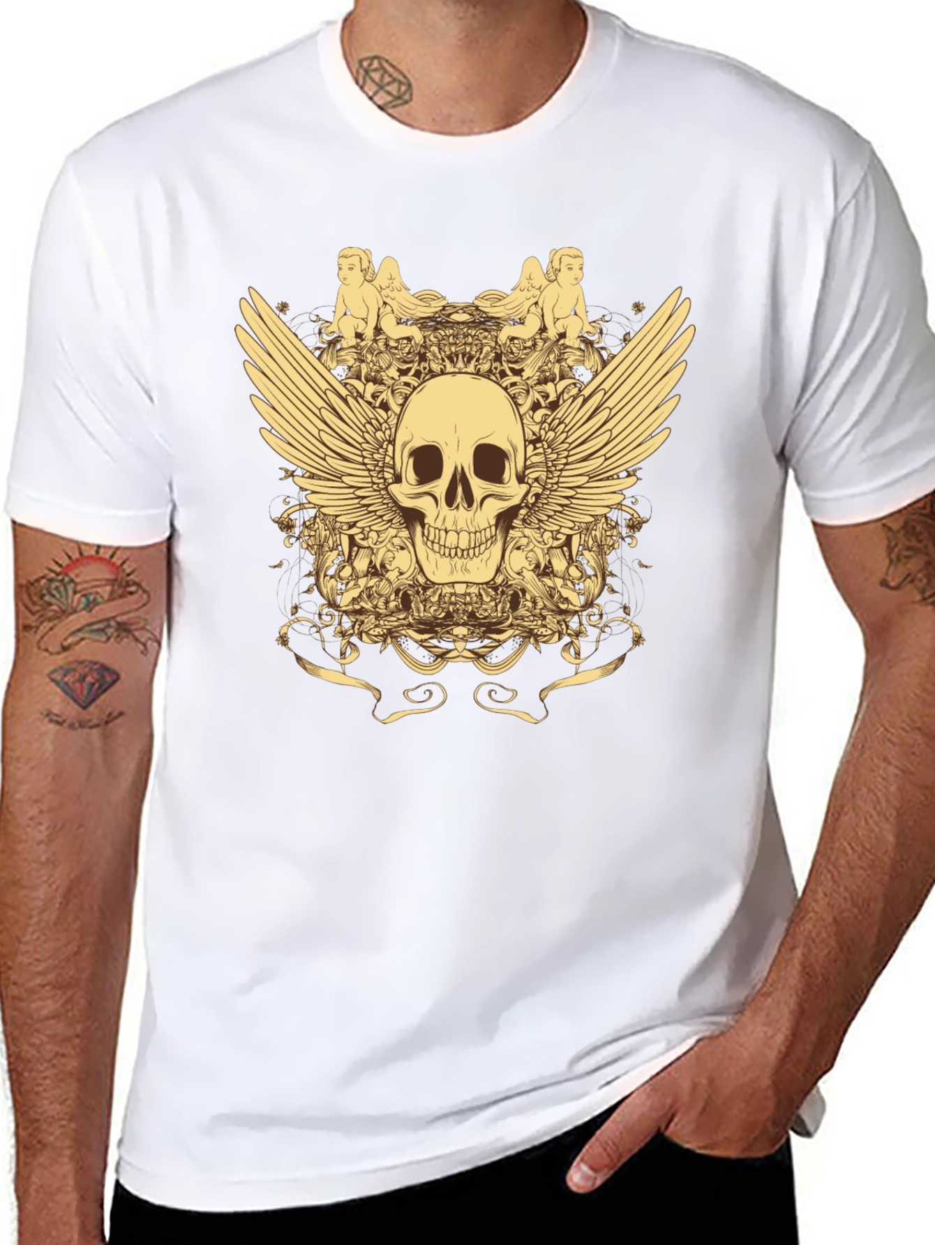 Skull & Wings Graphic T-Shirt - Black