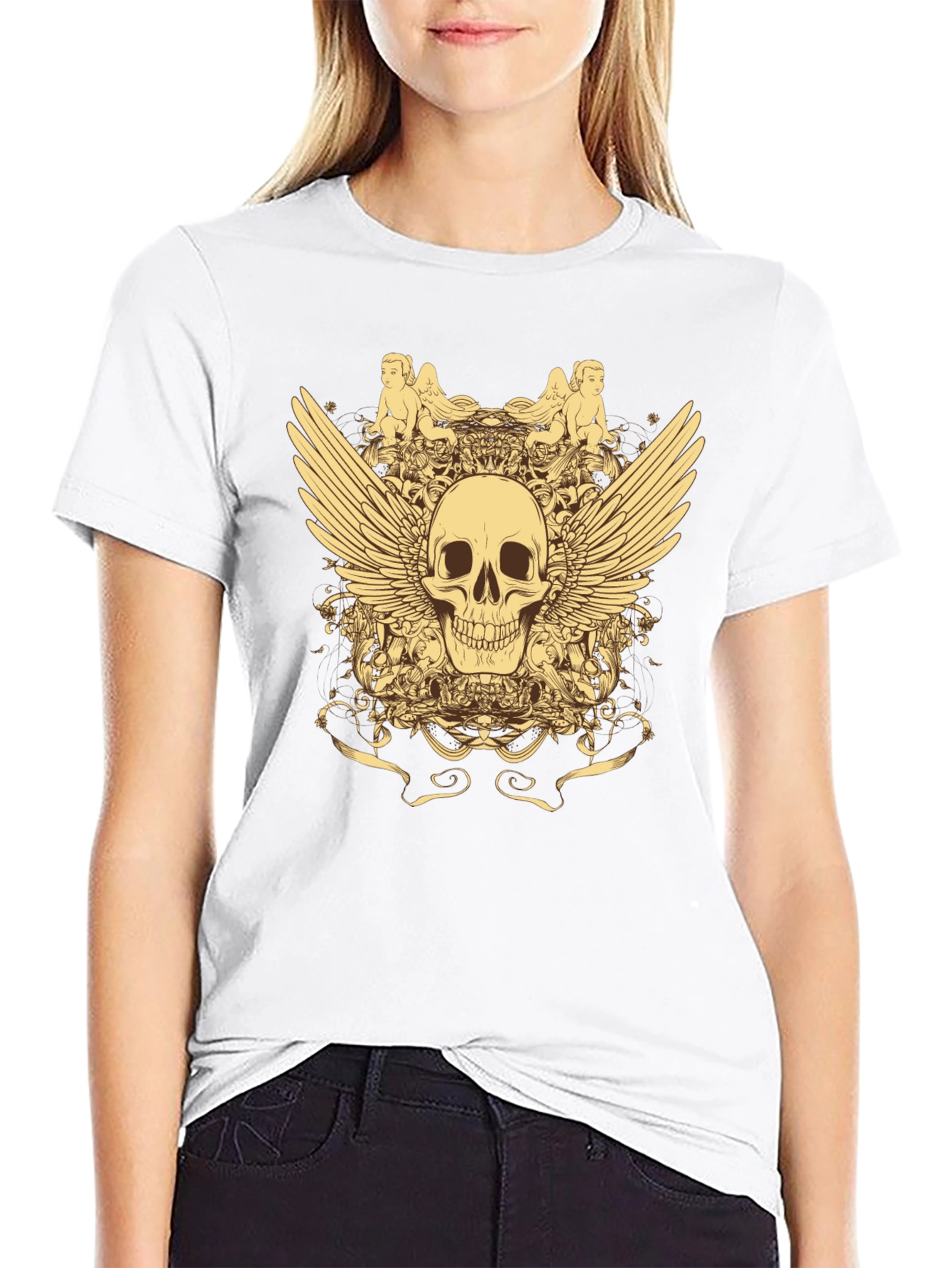 Skull & Wings Graphic T-Shirt - Black
