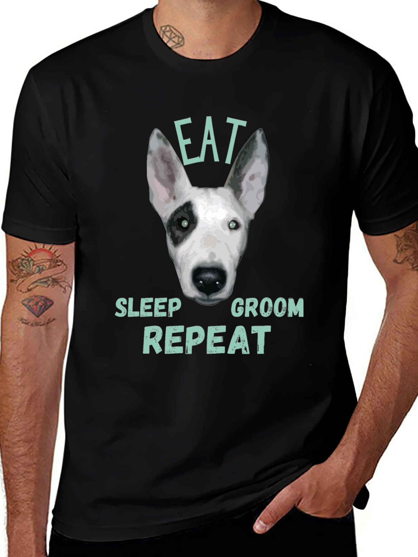 Eat Sleep Groom Repeat Dog T-Shirt