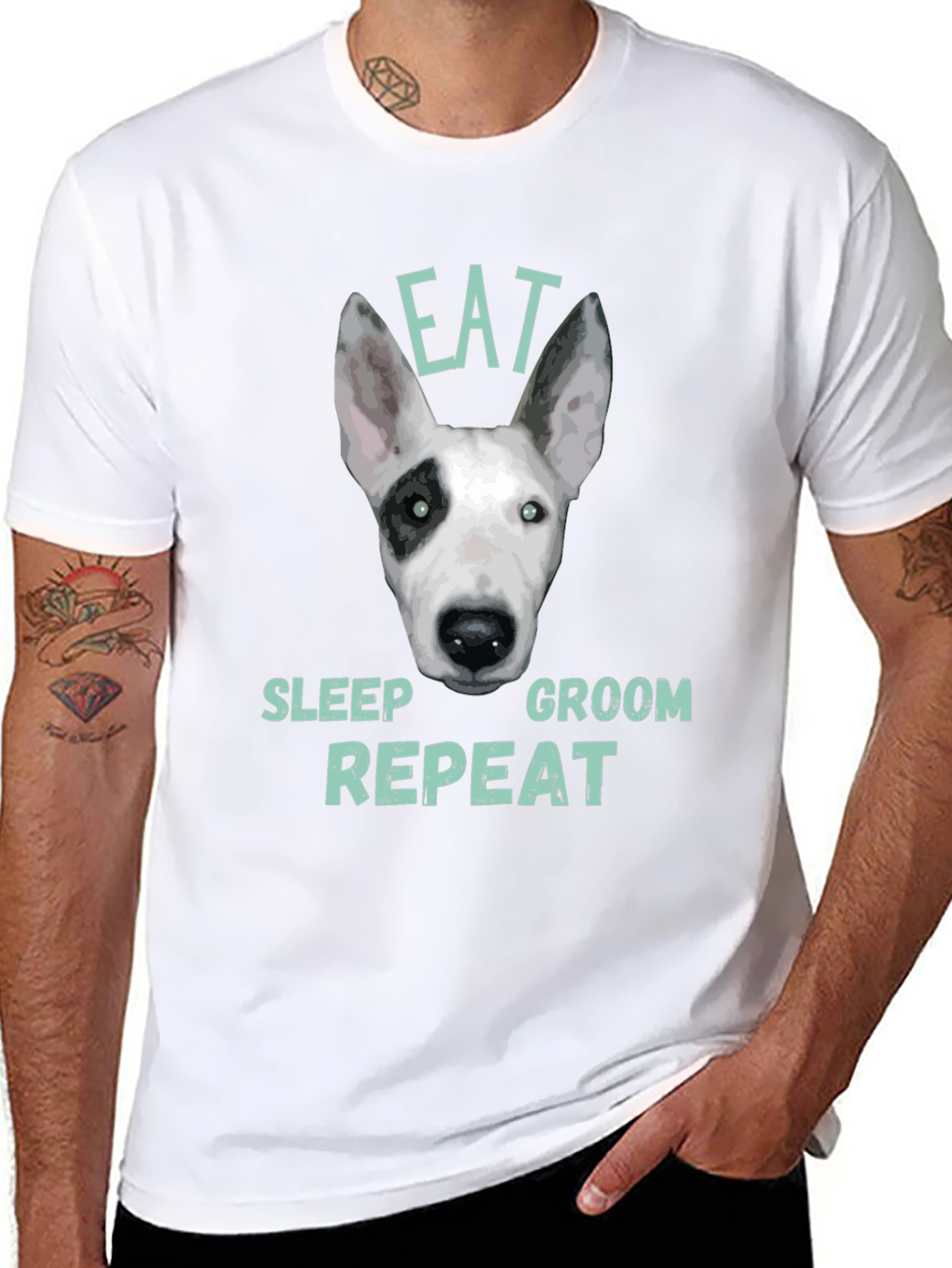 Eat Sleep Groom Repeat Dog T-Shirt