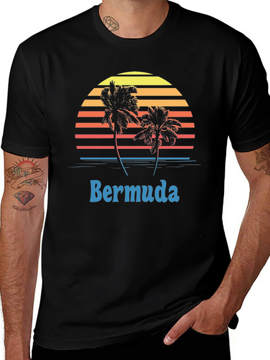 Bermuda Sunset Palm Tree Graphic T-Shirt