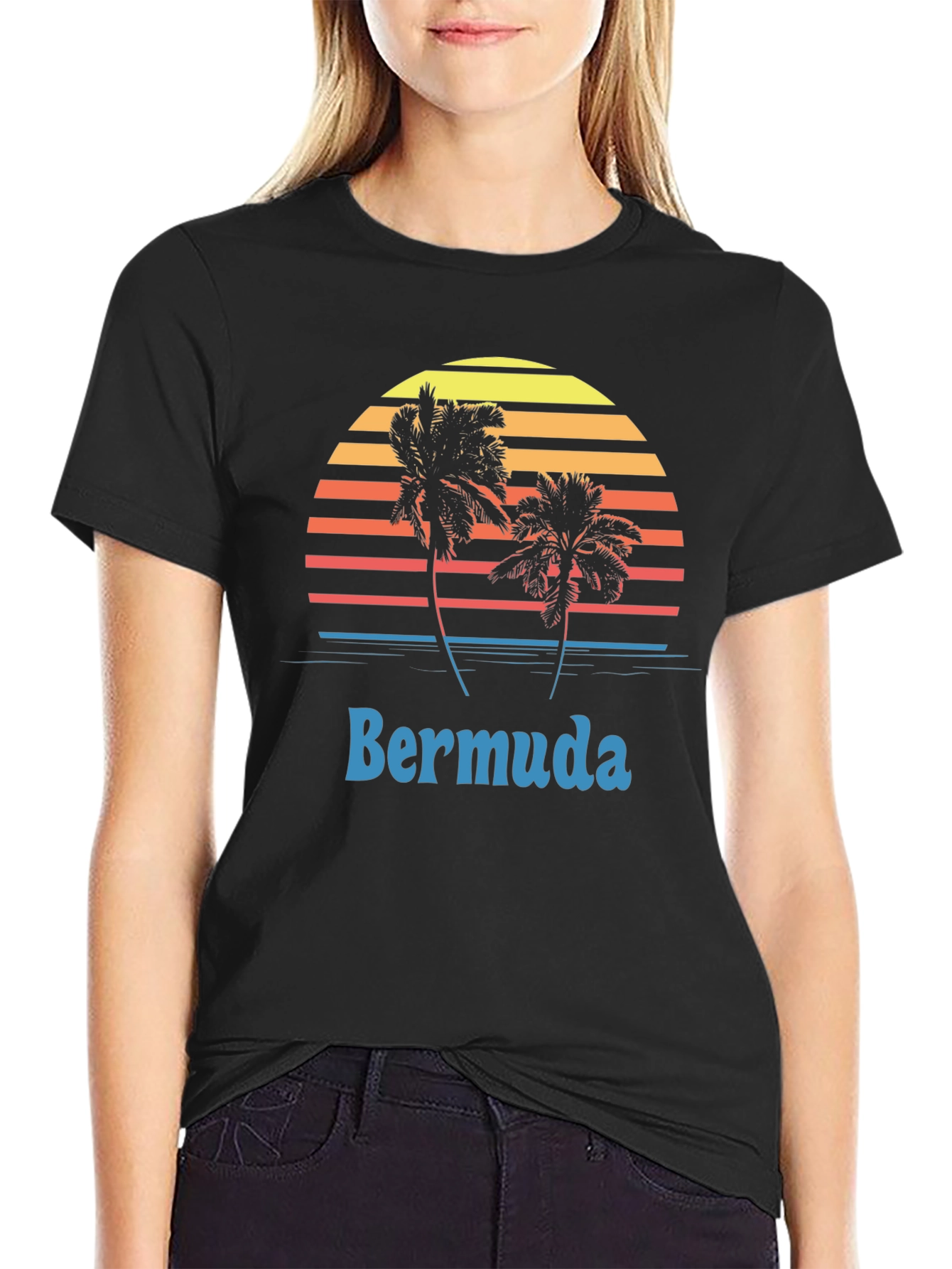 Bermuda Sunset Palm Tree Graphic T-Shirt