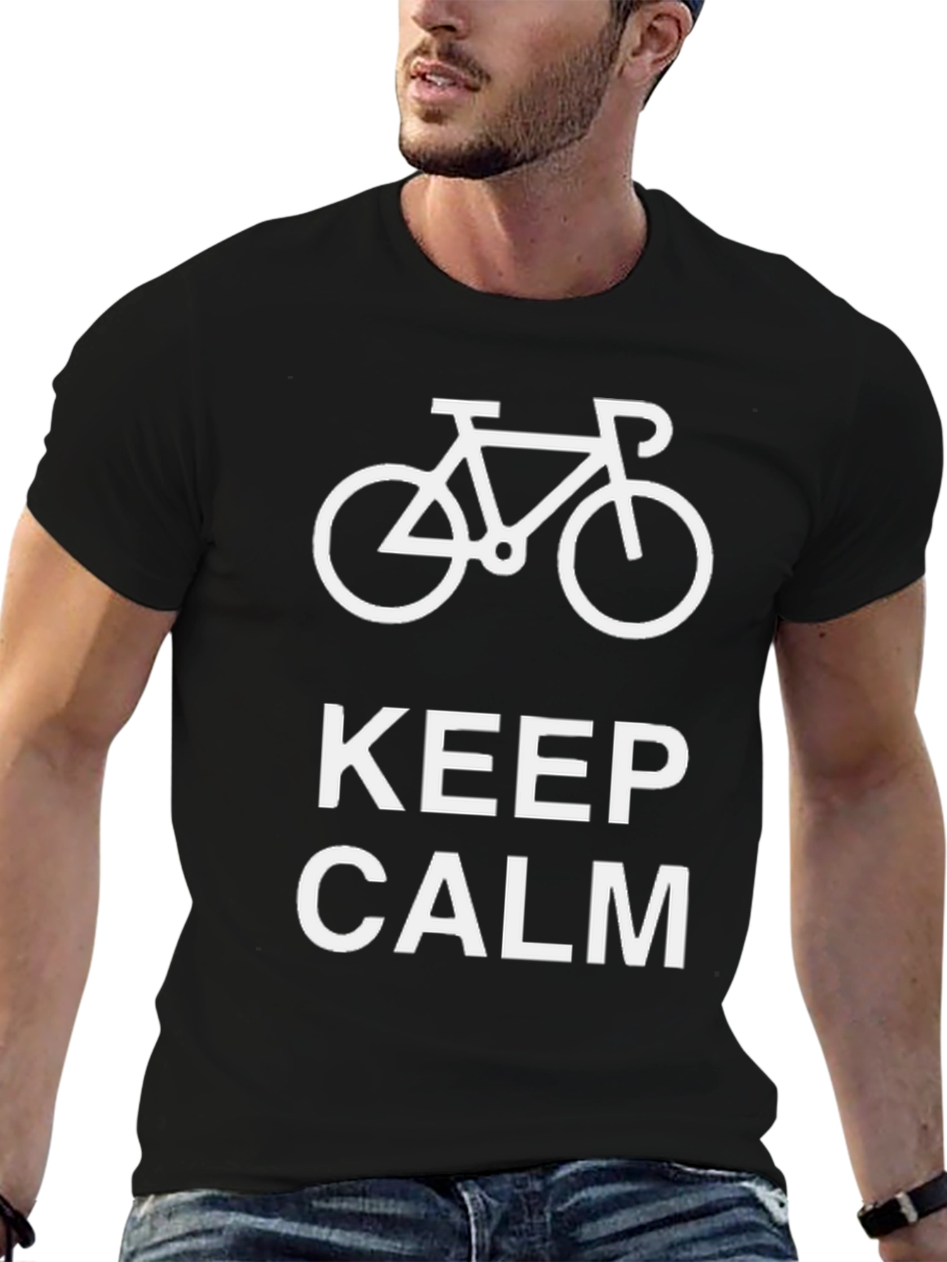 Keep Calm Cycle T-Shirt - Mens Black Tee