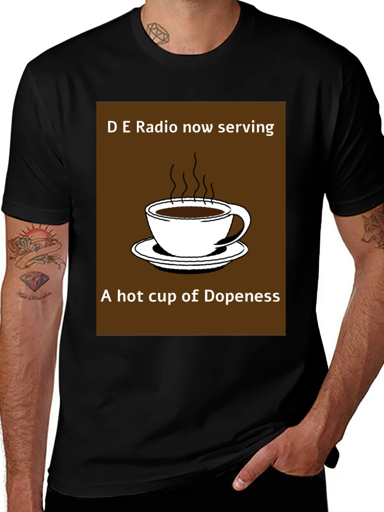 D E Radio Dopeness Coffee Graphic T-Shirt