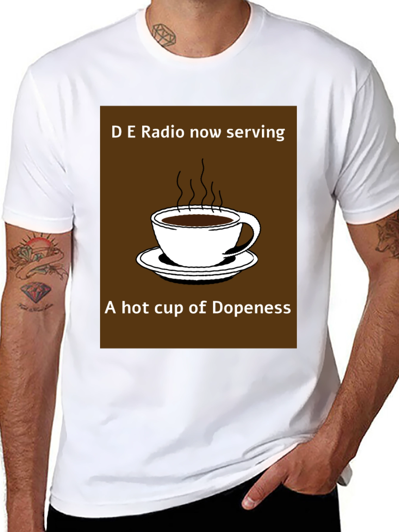 D E Radio Dopeness Coffee Graphic T-Shirt