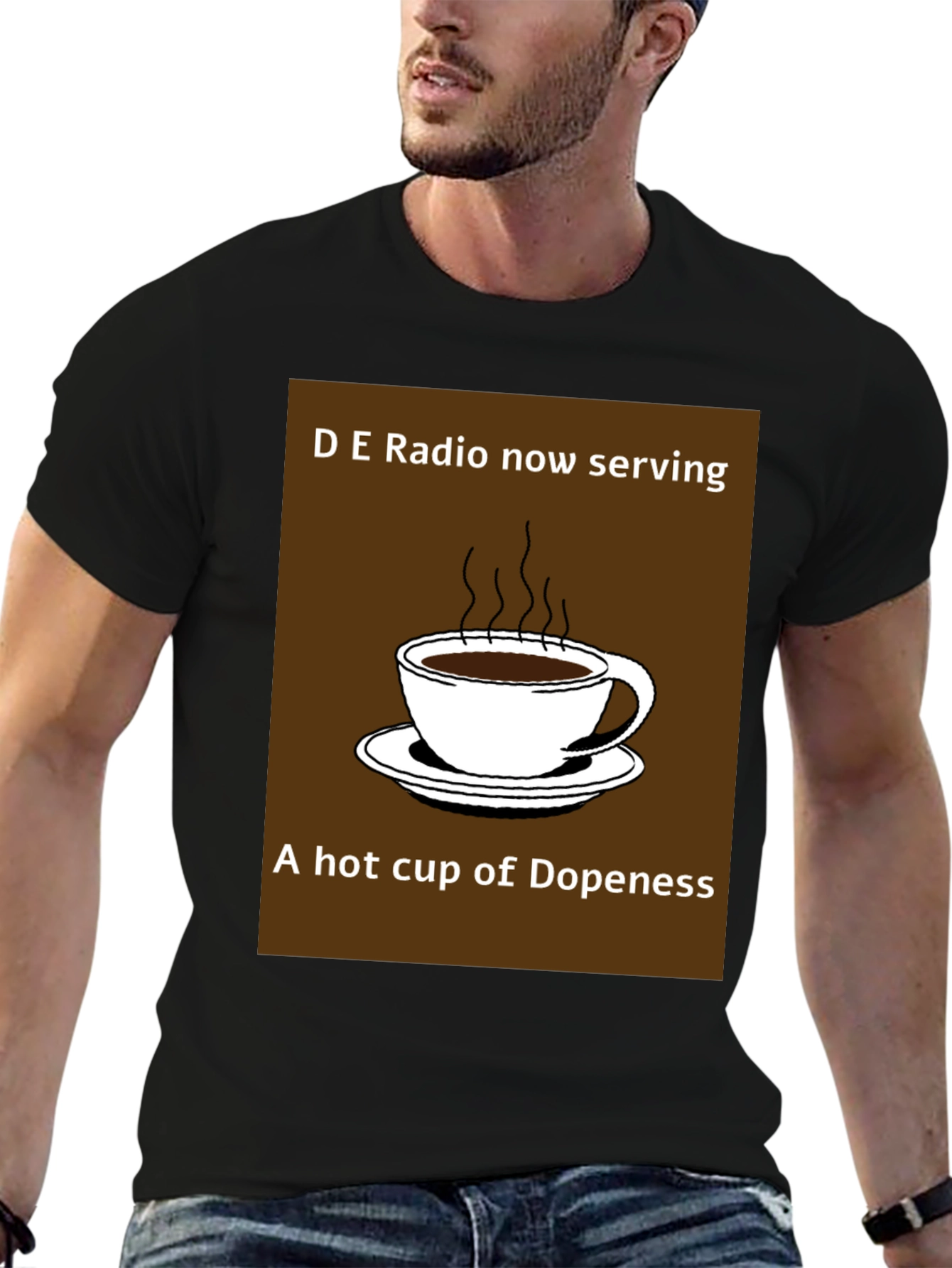 D E Radio Dopeness Coffee Graphic T-Shirt
