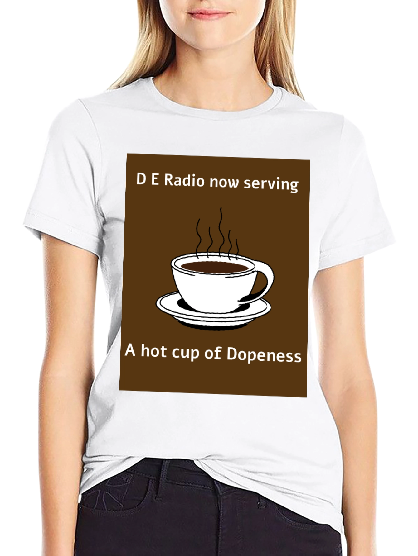 D E Radio Dopeness Coffee Graphic T-Shirt